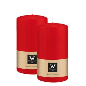Wiedemann Cilinderkaars/stompkaars - 2x - rood - 13 x 7 cm - 52 branduren -