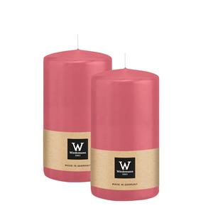 Wiedemann Cilinderkaars/stompkaars - 2x - roze - 13 x 7 cm - 52 branduren -