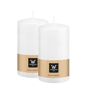 Wiedemann Cilinderkaars/stompkaars - 2x - wit - 13 x 7 cm - 52 branduren -