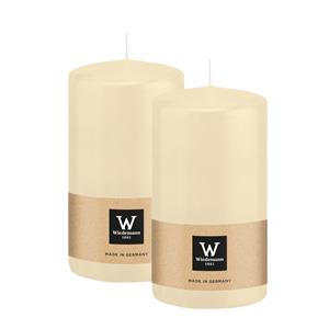 Wiedemann Cilinderkaars/stompkaars - 2x - creme wit - 13 x 7 cm - 52 branduren -