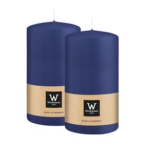 Wiedemann Cilinderkaars/stompkaars - 2x - donkerblauw - 13 x 7 cm - 52 branduren -
