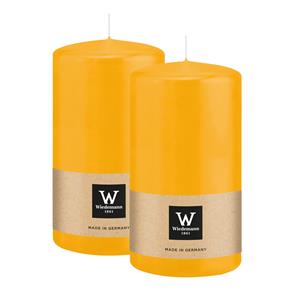 Wiedemann Cilinderkaars/stompkaars - 2x - geel - 13 x 7 cm - 52 branduren -