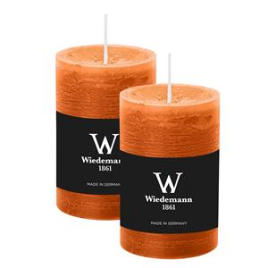 Wiedemann Cilinderkaars/stompkaars - 2x - rustieke kaars - cognac - 6 x 9 cm - 30 branduren -