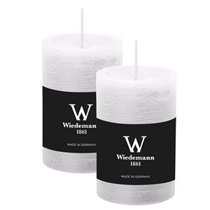 Wiedemann Cilinderkaars/stompkaars - 2x - rustieke kaars - wit - 6 x 9 cm - 30 branduren -