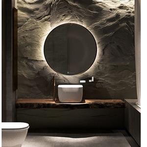 Martens Design Badkamerspiegel Rond  Miami Beach 100 cm Zwart Incl Indirecte Verlichting & Verwarming