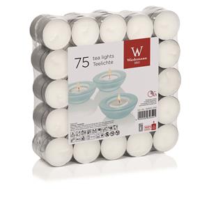 Trend Candles 75x Witte theelichtjes/waxinelichtjes 4 branduren -