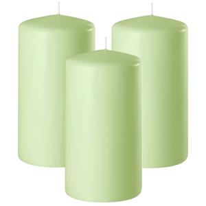 Enlightening Candles Cilinder/stompkaars - 3x - lichtgroen - D6 x H8 cm - 27 branduur -