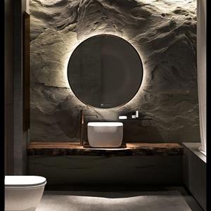 Martens Design Badkamerspiegel Rond  Miami Beach 120 cm Zwart Incl Indirecte Verlichting & Verwarming