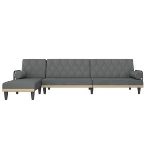 vidaXL Slaapbank L-vormig 260x140x70 cm stof donkergrijs