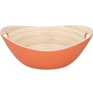 Merkloos Oranje serveer schaal van bamboe 27 cm -