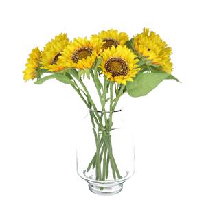 Bellatio Design Kunstbloemen boeket Zonnebloem Helianthus - 10x - cm - kunst zijdebloemen -