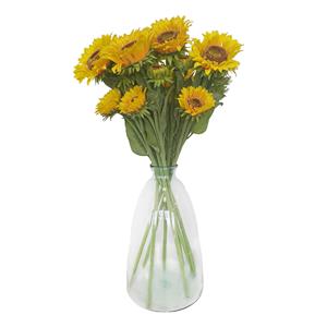 Bellatio Design Kunstbloemen boeket Zonnebloem Helianthus groot - 8x - 85 cm - kunst zijdebloem -