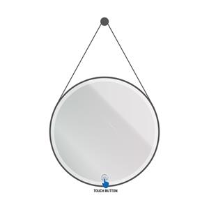 Aquasplash Spiegel  Aloni Ronde Ledspiegel Met Band 80 cm Mat Zwart 
