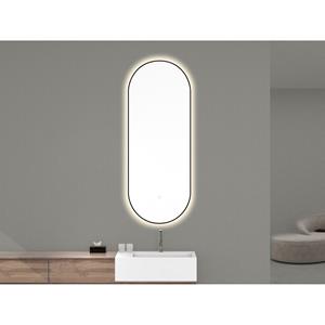 Aquasplash Ovale Spiegel  Mino met Dimbare LED Verlichting en Spiegelverwarming 50 x 100 cm Mat Zwart 
