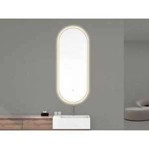 Aquasplash Ovale Spiegel  Mino met Dimbare LED Verlichting en Spiegelverwarming 50 x 100 cm Geborsteld Messing 