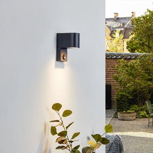LINDBY buitenwandlamp Gelso, aluminium, 15 cm, GU10, sensor