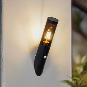 LINDBY Statius buitenwandlamp, zwart, ijzer, sensor