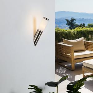 LINDBY buitenwandlamp Statius, grijs, roestvrij staal, sensor