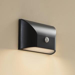 LINDBY LED buitenwandlamp Siana, zwart, PC, sensor