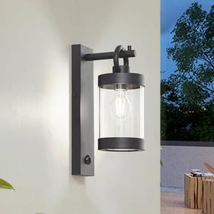 LINDBY buitenwandlamp Yrene, zwart, aluminium, sensor