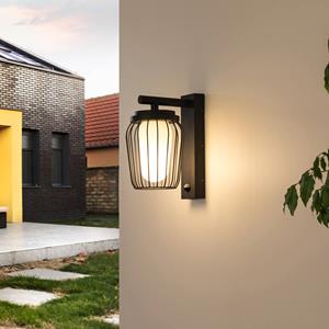 LUCANDE buitenwandlamp Chandan, 30 cm, grijs, aluminium, sensor