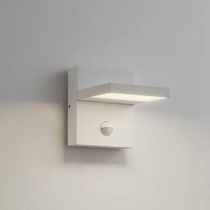 LUCANDE LED buiten wandlamp Silvan, wit, sensor, IP54, 16cm