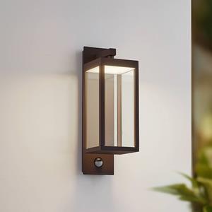 LUCANDE LED buiten wandlamp Ferdinand, roest, sensor, IP54