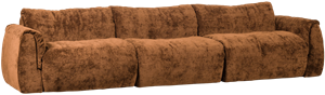 Woood Baggy 3-Zits Bank - 3D Chenille - Midden Bruin - 81x309x101