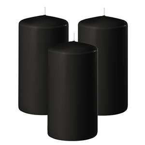 Enlightening Candles Cilinder/stompkaars - 3x - zwart - D6 x H8 cm - 27 branduur -
