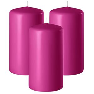 Enlightening Candles Cilinder/stompkaars - 3x - fuchsia roze - D6 x H8 cm - 27 branduur -