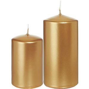 Trend Candles Stompkaarsen set van 2x stuks goud 8 en 12 cm -