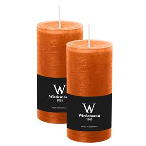 Wiedemann Cilinderkaars/stompkaars - 2x - rustieke kaars - cognac bruin - 6 x 12 cm - branduren -