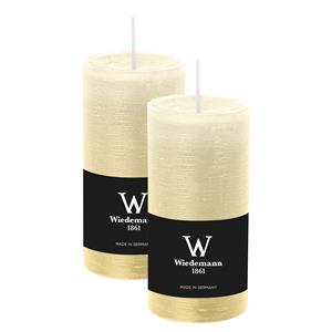 Wiedemann Cilinderkaars/stompkaars - 2x - rustieke kaars - creme wit - 6 x 12 cm - branduren -