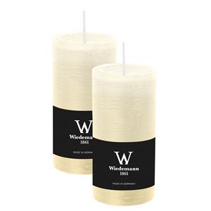 Wiedemann Cilinderkaars/stompkaars - 2x - rustieke kaars - ivoorwit - 6 x 12 cm - branduren -