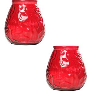 Cosy & Trendy lowboy tafelkaars - 2x - rood - Branduren - 10 cm -