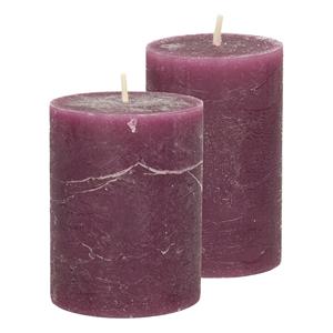 Merkloos Stompkaarsen/cilinderkaarsen set - 2x - bordeaux rood - rustiek model -