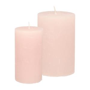 Merkloos Stompkaarsen/cilinderkaarsen set - 2x - licht roze - rustiek model -