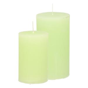 Merkloos Stompkaarsen/cilinderkaarsen set - 2x - lime groen - rustiek model -