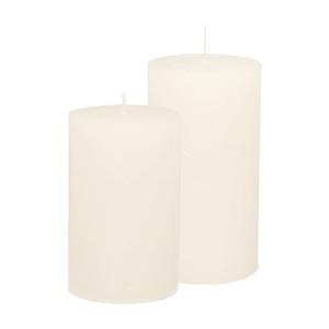 Merkloos Stompkaarsen/cilinderkaarsen set - 2x - wit - rustiek model -
