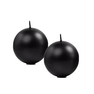 Merkloos Bolvormige kaarsen - 2x - zwart - Dia 8 cm - 20 branduren - Sfeerkaarsen -
