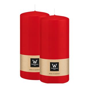 Wiedemann Cilinderkaars/stompkaars - 2x - rood - 15 x 7 cm - 63 branduren -