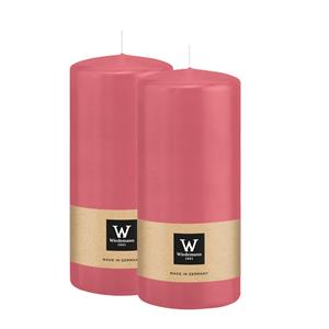 Wiedemann Cilinderkaars/stompkaars - 2x - roze - 15 x 7 cm - 63 branduren -