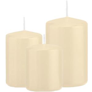 Trend Candles Stompkaarsen set van 3x stuks creme wit 8-10-12 cm -