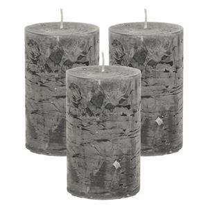 Merkloos Stompkaars/cilinderkaars - 3x - antraciet - 5 x 8 cm - klein rustiek model -