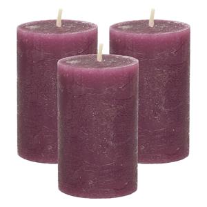Merkloos Stompkaars/cilinderkaars - 3x - bordeaux rood - 5 x 8 cm - klein rustiek model -