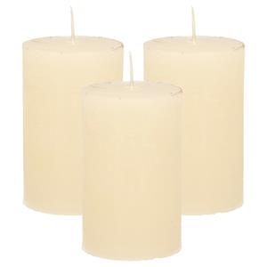 Merkloos Stompkaars/cilinderkaars - 3x - ivoor wit - 5 x 8 cm - klein rustiek model -