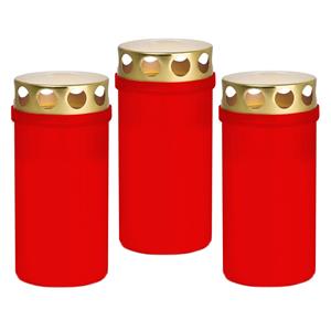 Trend Candles Grafkaars/gedenklicht - 3x - rood - kunststof - met deksel - 6 x 12,6 cm - 2 dagen -