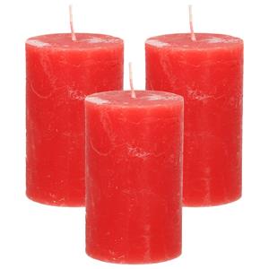 Merkloos Stompkaars/cilinderkaars - 3x - rood - 5 x 8 cm - klein rustiek model -