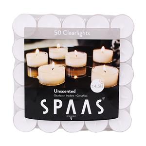 SPAAS Clearlights theelichtjes/waxinelichtjes - 50x - wit - 4,5 branduren -