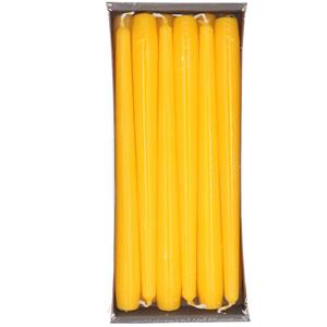Enlightening Candles Dinerkaarsen - 12x stuks - geel - 8 branduren - 25 cm - kandelaar kaarsen -